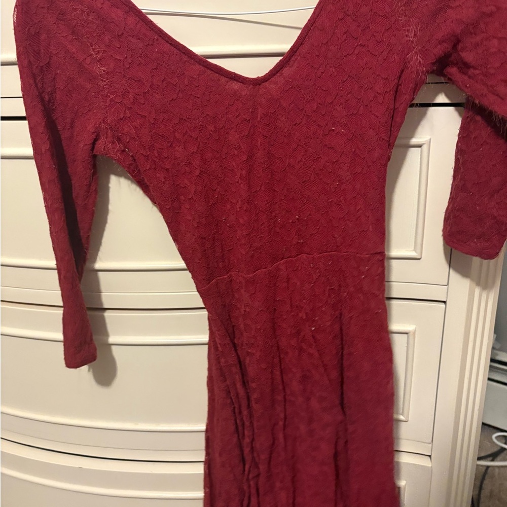 Abercrombie & Fitch Deep Red Long Sleeve Dress